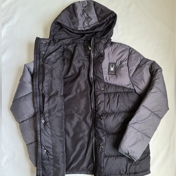 Spider Circut Black and Gray Puffer Jacket - Picture 3 of 7